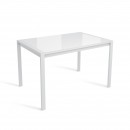 ЛОФТ стол раздвижной со стеклом Белый Optiwhite/Белый